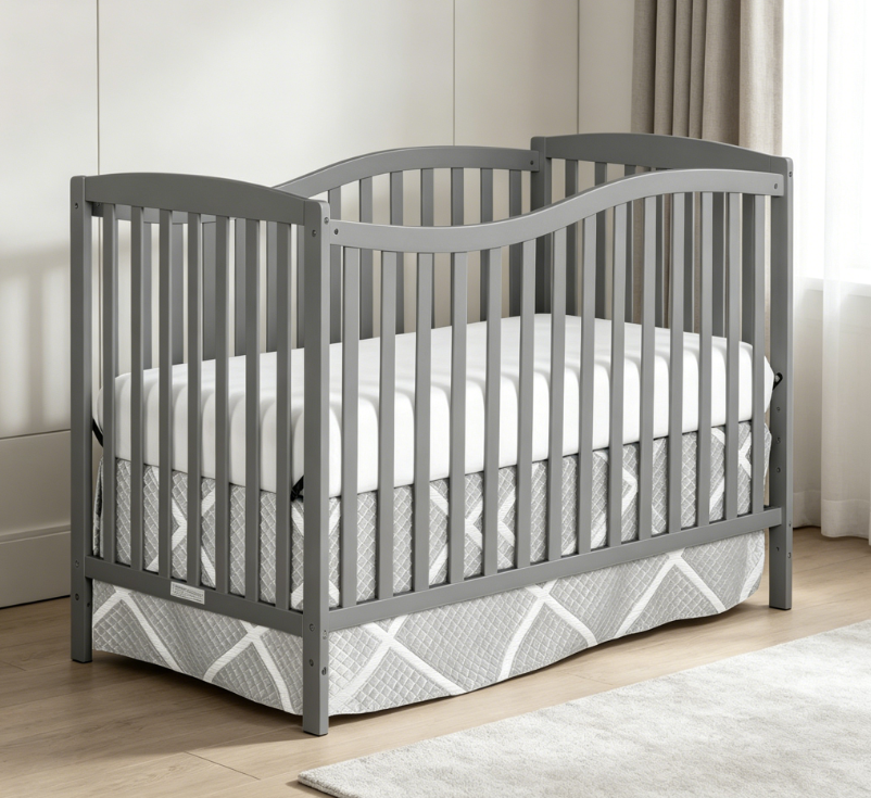 5-in-1 Convertible Crib – Steel Grey